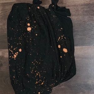 Bleach stained black crop tube top